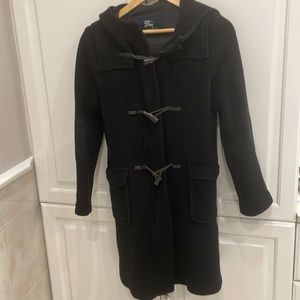 Burberry Black Hooded Duffle Coat